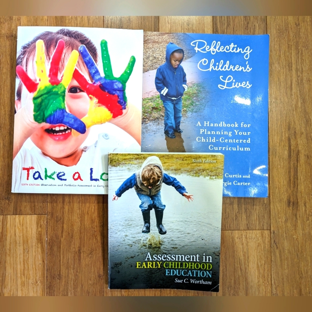 3 Early Childhood books. Reflection. Assessment. Curriculum.